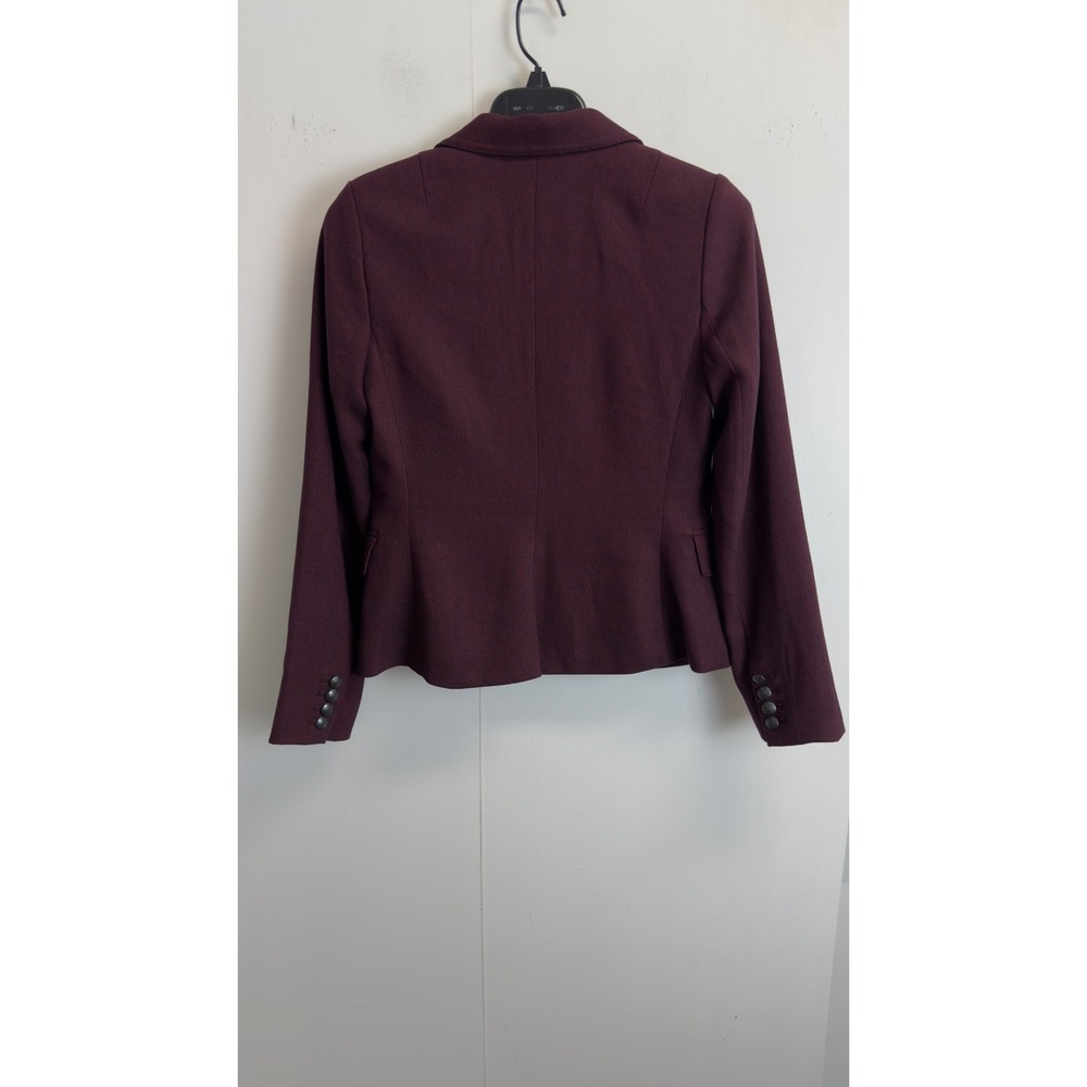Banana Republic Burgundy Herringbone Blazer Petite 2P Two Button Crested Jacket - Picture 9 of 10